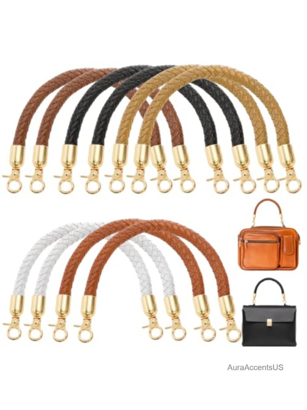10 Pack 12 Inch PU Leather Shoulder Bag Handles Replacement Straps with Lobster